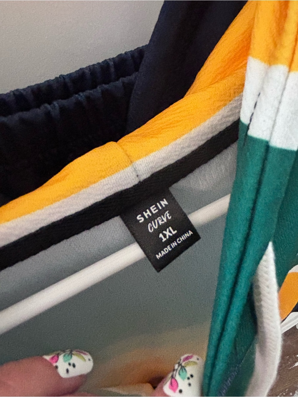 SHEIN Navy, Green & Yellow Tiered Skater Skirt - Picture 6 of 13